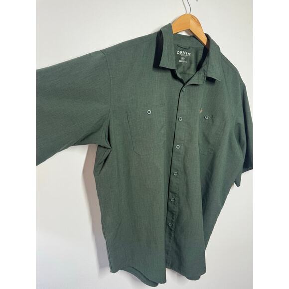 Orvis Shirt Men XXL Classic Button Down Hunter Green Short Sleeve Outdoor Active - Picture 5 of 10
